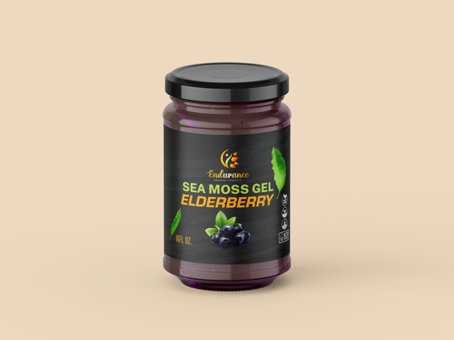 Front of Elderberry Sea Moss Gel jar by Endurance Wellness Products