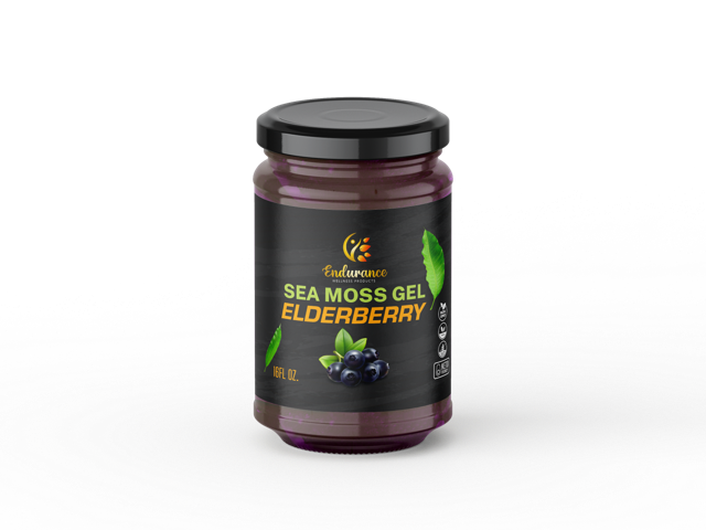 Front of Wildcrafted Elderberry Sea Moss Gel jar on a transparent background