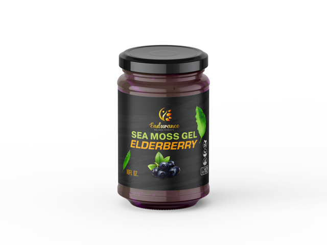Front of Wildcrafted Elderberry Sea Moss Gel jar on a white background